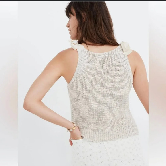 Madewell, Highgate Tie Strap Sweater Tank, Cream/Tan,‎ Size Small - Picture 2 of 9